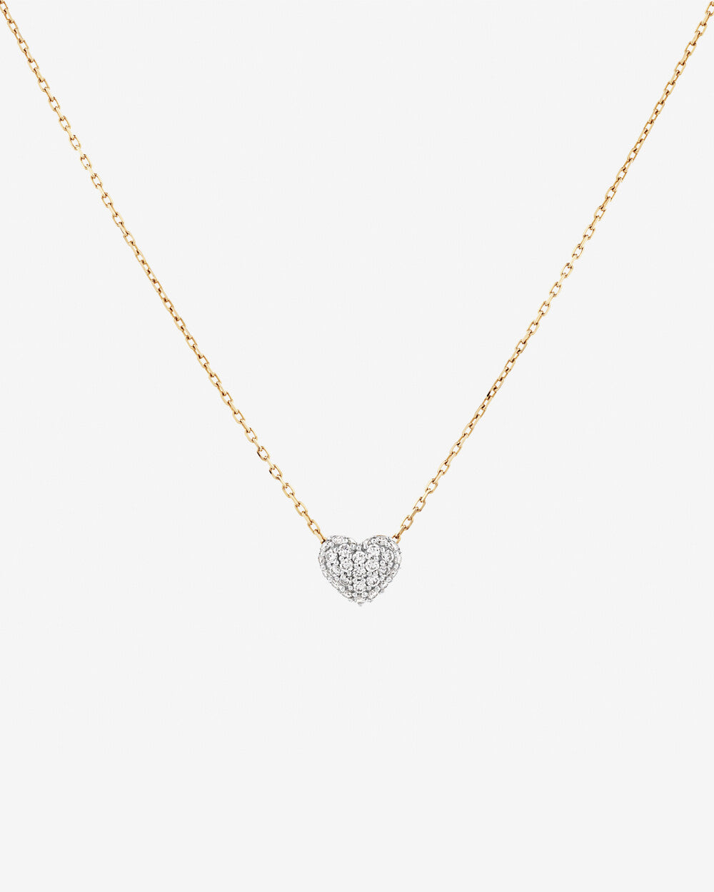 Mini Puff Heart Necklace with 0.12TW of Laboratory-Grown Diamonds in 14kt Yellow Gold Revat Jewels