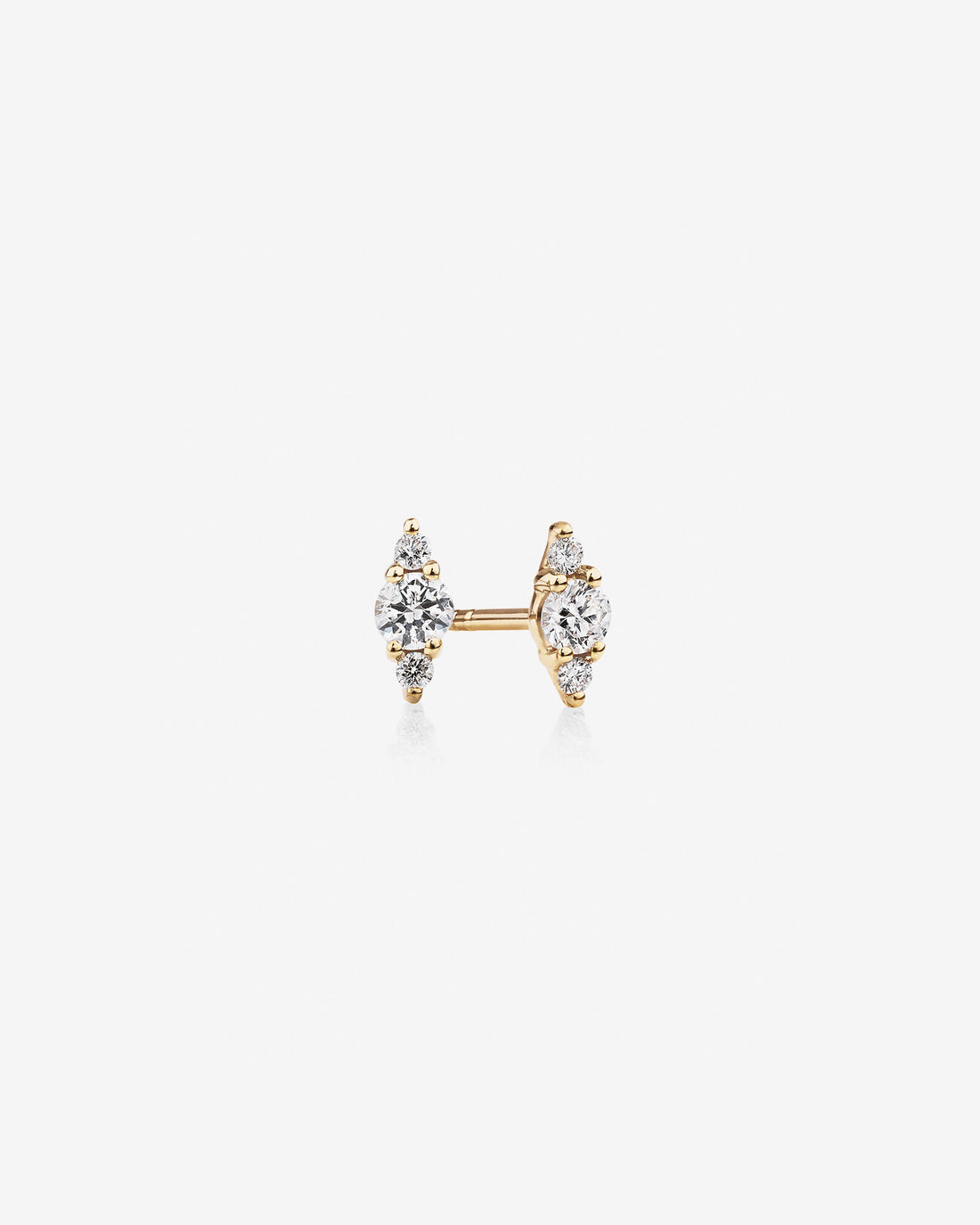 3 Stone Stud Earrings with .21 Carat TW Laboratory-Grown Diamonds in Yellow Gold