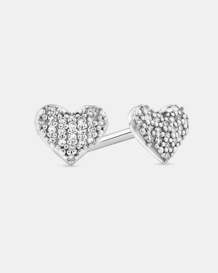 Fine Pave Laboratory-Grown Diamond Heart Stud Earrings