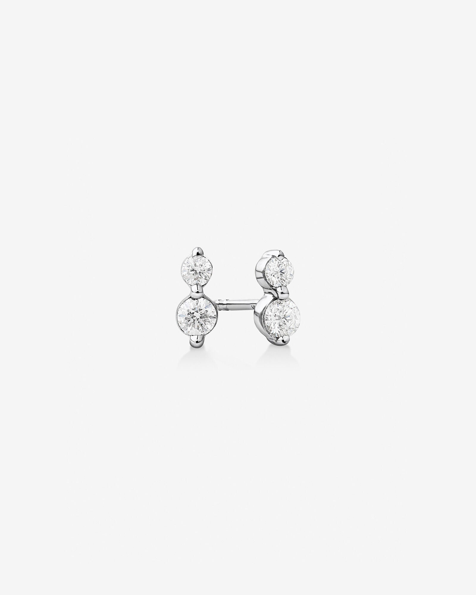 Double Stud Earrings with .28 Carat TW Laboratory-Grown Diamonds in 14kt White Gold Revat Jewels