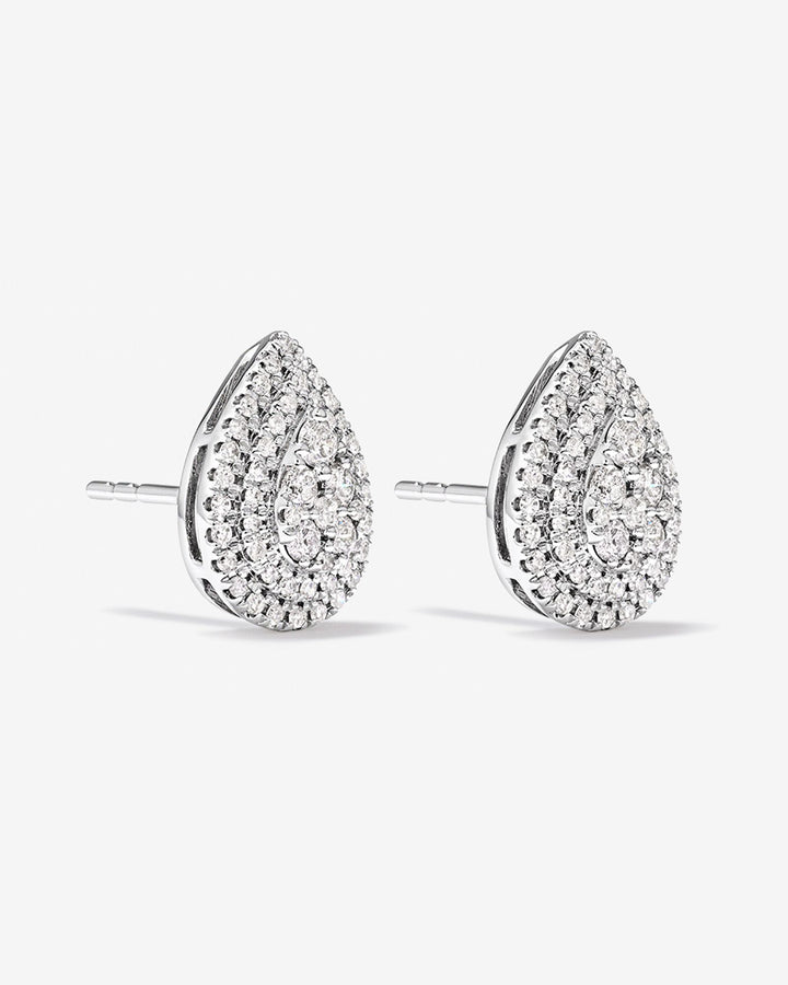 0.65 Carat TW Pear Shaped Diamond Cluster Stud Earrings in White Gold