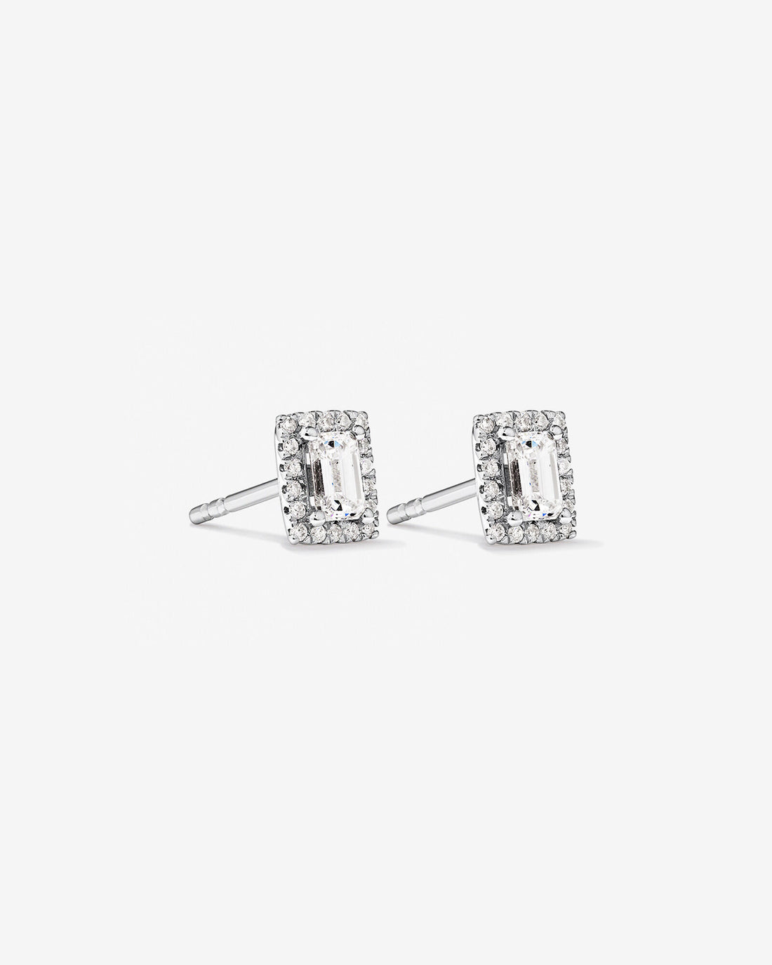 0.46 Carat TW Emerald Laoratory-Grown Diamond Halo Stud Earrings in White Gold