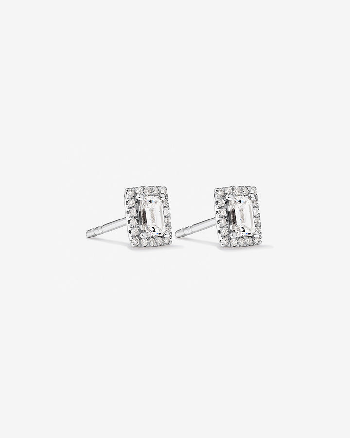 0.46 Carat TW Emerald Laoratory-Grown Diamond Halo Stud Earrings in White Gold