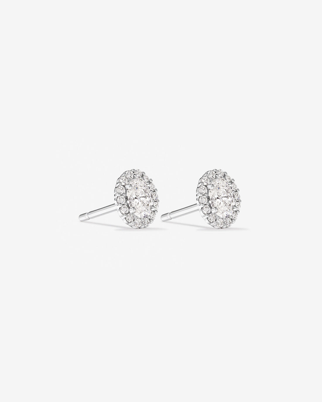 0.60 Carat TW Laboratory-Grown Diamond Oval Halo Stud Earrings Set in White Gold