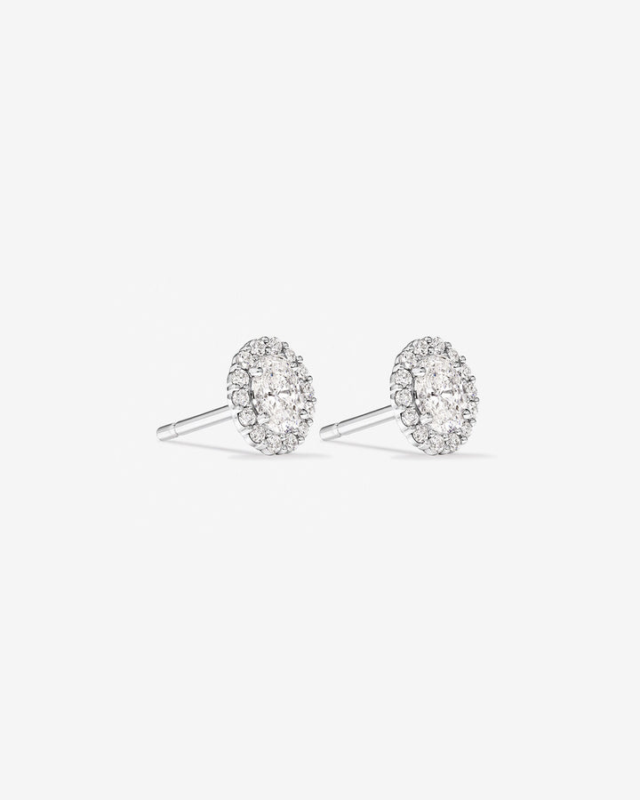 0.60 Carat TW Laboratory-Grown Diamond Oval Halo Stud Earrings Set in White Gold