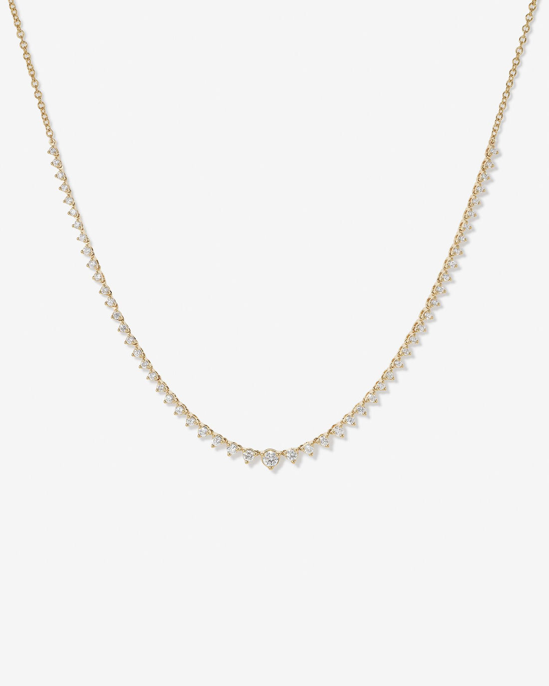 1.00 Carat TW Laboratory-Grown Graduated Diamond Tennis Necklace in 14kt Yellow Gold