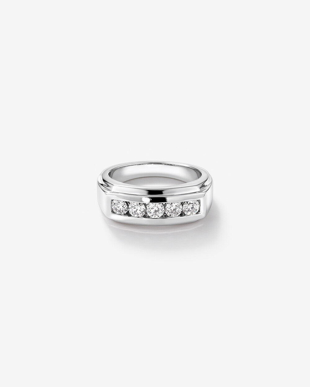 Wedding Band with .90TW of Laboratory-Created Diamonds in 14kt White Gold Revat Jewels