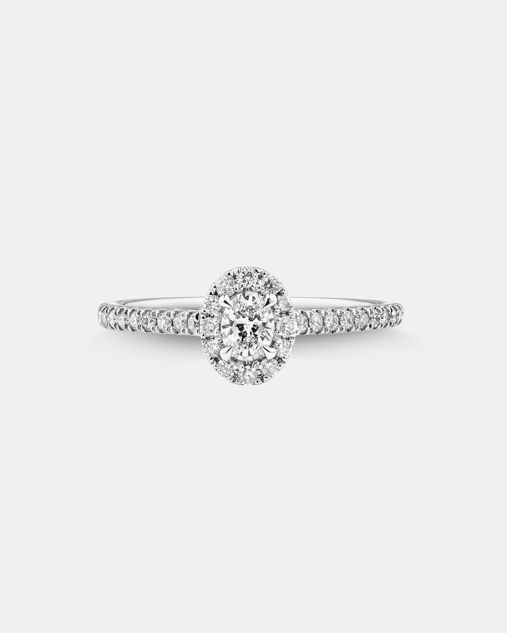 Oval Halo Ring with 0.50 Carat TW of Diamonds in 14kt White Gold