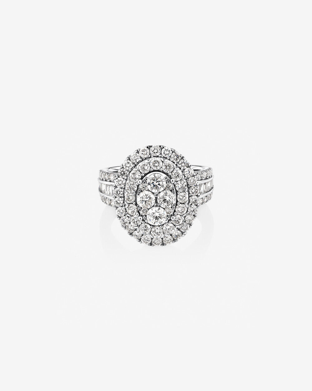Oval Cluster Ring with 2.50 Carat TW of Diamonds in 14kt White Gold Revat Jewels