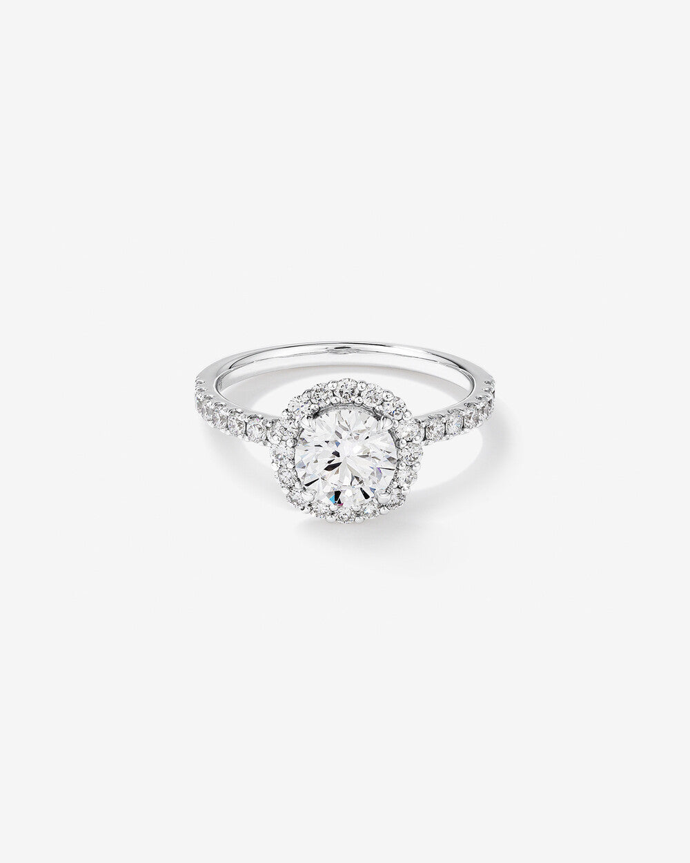 1.79 Carat TW Laboratory-Grown Diamond Round Brilliant Halo Ring in 14kt White Gold Revat Jewels