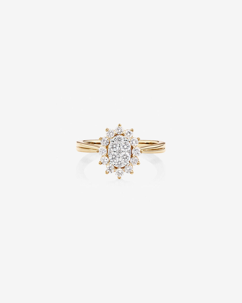 Cluster Ring with 0.62 Carat TW of Diamonds in 14kt Yellow Gold Revat Jewels