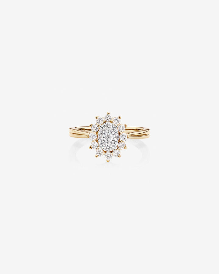 Cluster Ring with 0.62 Carat TW of Diamonds in 14kt Yellow Gold