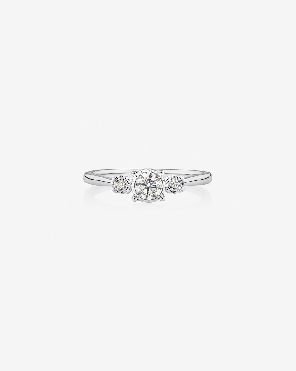 Evermore Three Stone Engagement Ring with 0.33 Carat TW of Diamonds in White Gold Revat Jewels