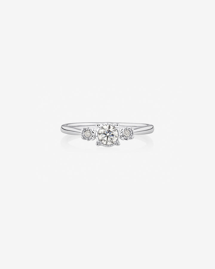 Evermore Three Stone Engagement Ring with 0.33 Carat TW of Diamonds in White Gold