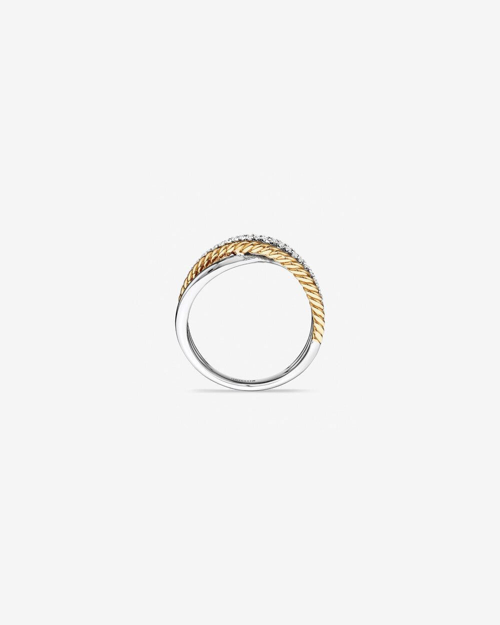 Crossover Wrap Ring with .15 Carat TW Diamonds in White Gold and 14kt Yellow Gold Revat Jewels
