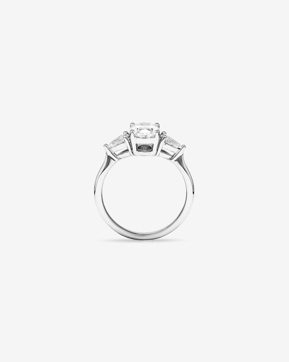 1.65 Carat TW Three Stone Oval and Pear Shaped Laboratory-Grown Diamond Engagement Ring in 14kt White Gold