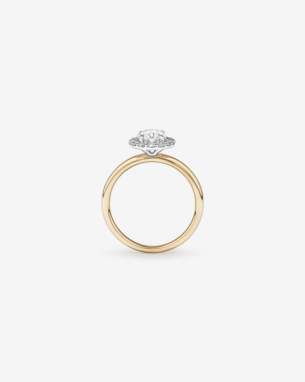 1.46 Carat TW Oval Cut Laboratory-Grown Diamond Halo Engagement Ring in 14kt Yellow and White Gold Revat Jewels