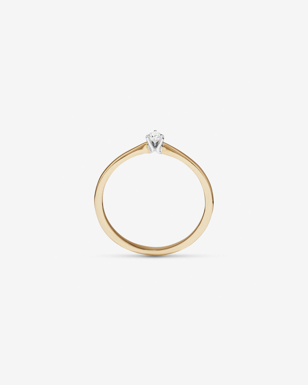 Pear Cut Diamond Solitaire Promise Ring in 14kt Yellow and White Gold