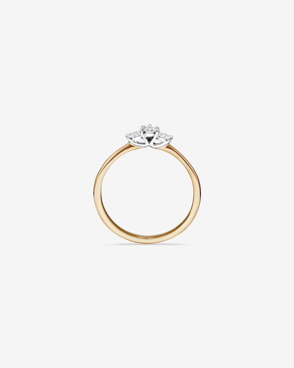 0.15 Carat TW Three Stone Pear Cut Diamond Promise Ring in 14kt Yellow and White Gold Revat Jewels