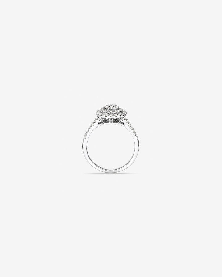 0.65 Carat TW Pear Cluster Halo Diamond Ring in 14kt White Gold