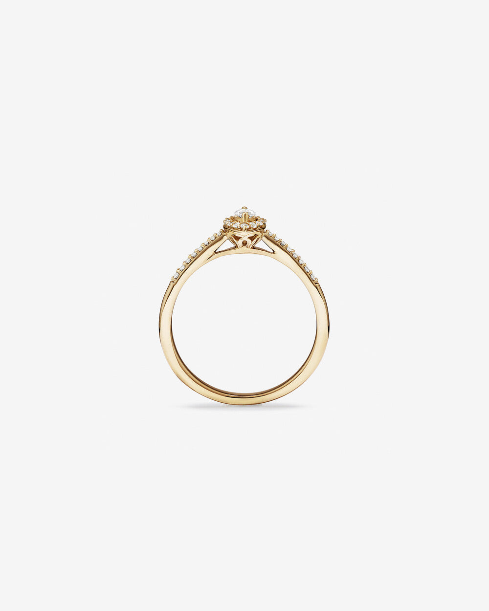 0.20 Carat TW Marquise Cut Diamond Halo Promise Ring in 14kt Yellow Gold Revat Jewels