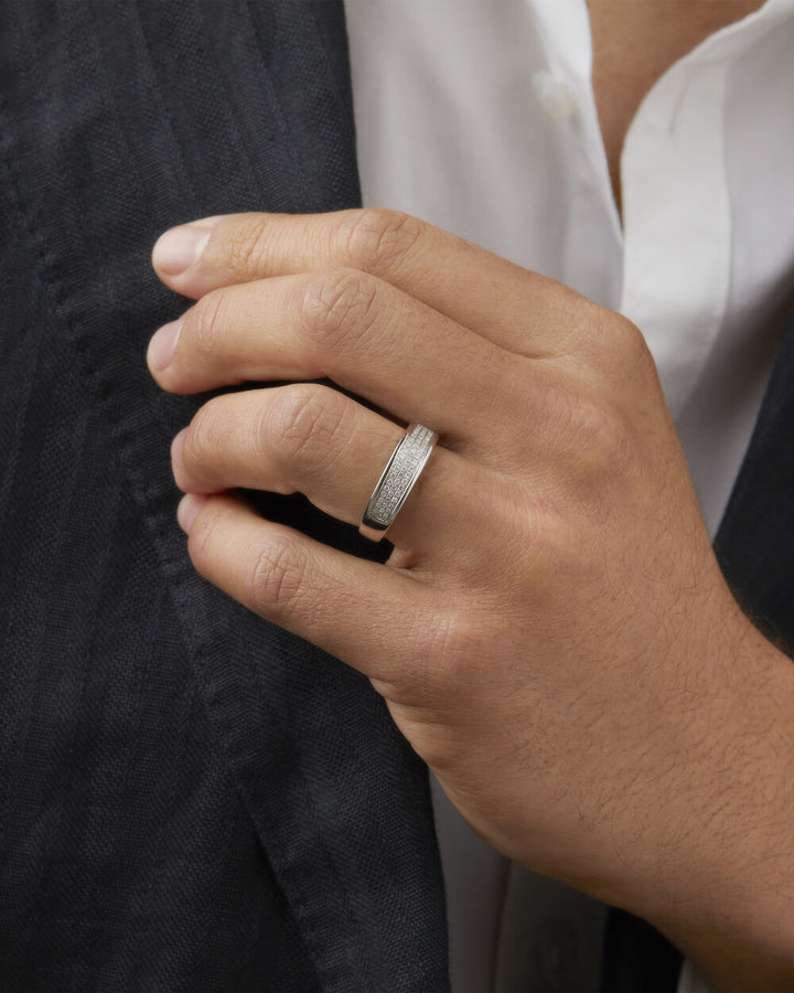 Men's Pave Ring with 0.33 Carat TW of Diamonds in 14kt White Gold