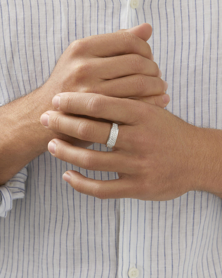 Men's Pave Ring with 0.87 Carat TW of Diamonds in 14kt White Gold