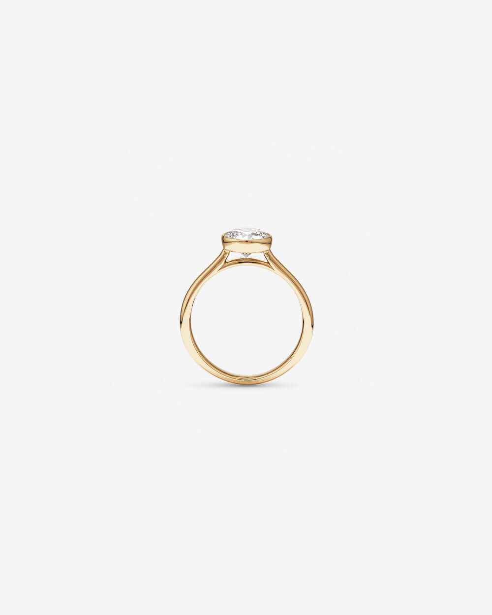 1.25 Carat TW Round Brilliant Laboratory-Grown Diamond Solitaire Bezel Set Engagement Ring in 14kt Yellow Gold Revat Jewels