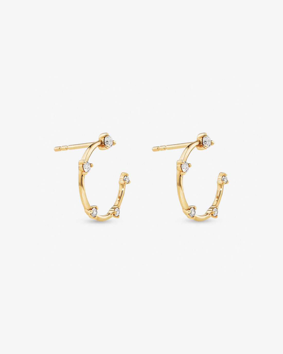 Laboratory-Grown Diamond Studded Open Hoop Earrings in Yellow Gold