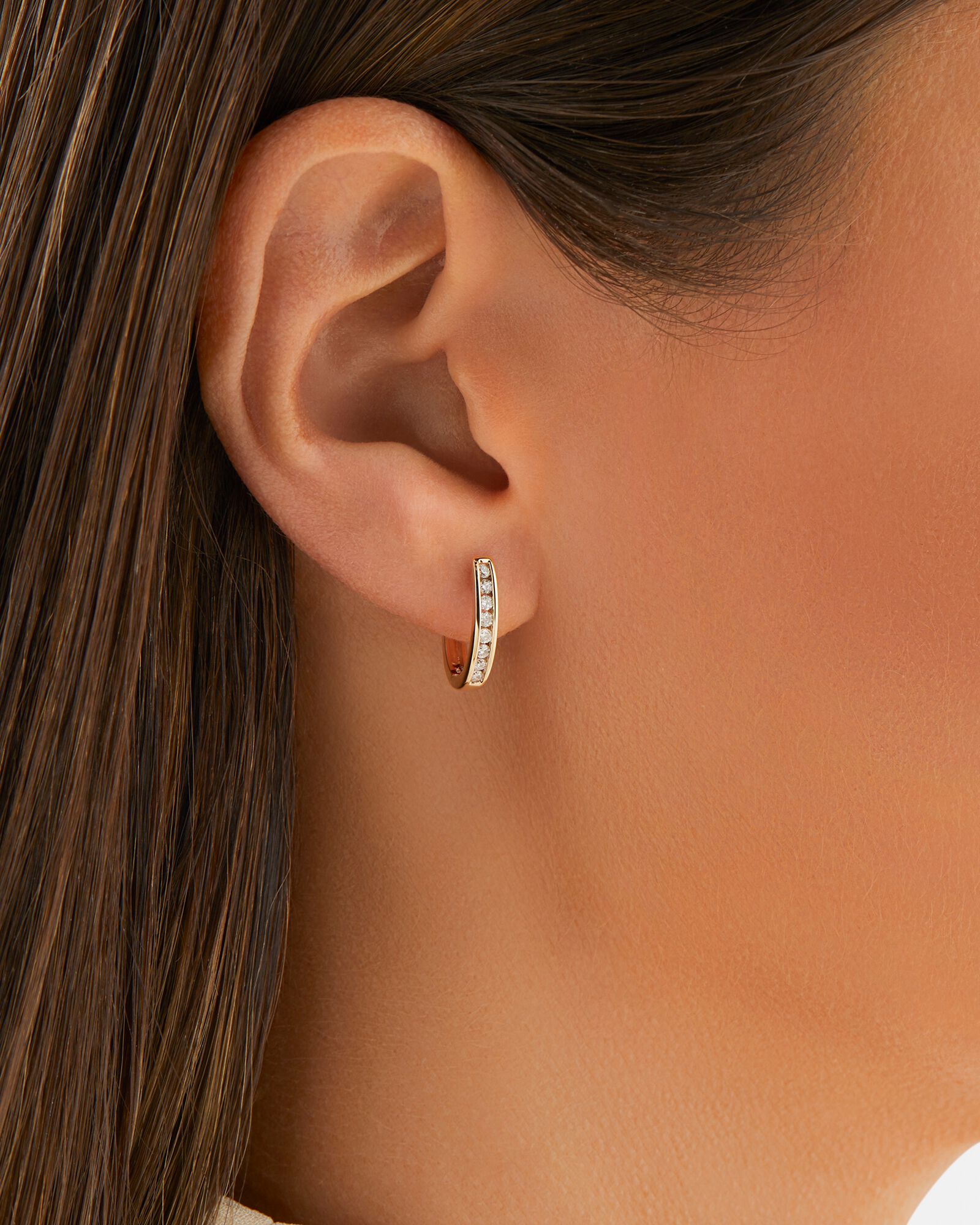 Huggie Earrings with 0.25 Carat TW of Diamonds in Yellow Gold Revat Jewels