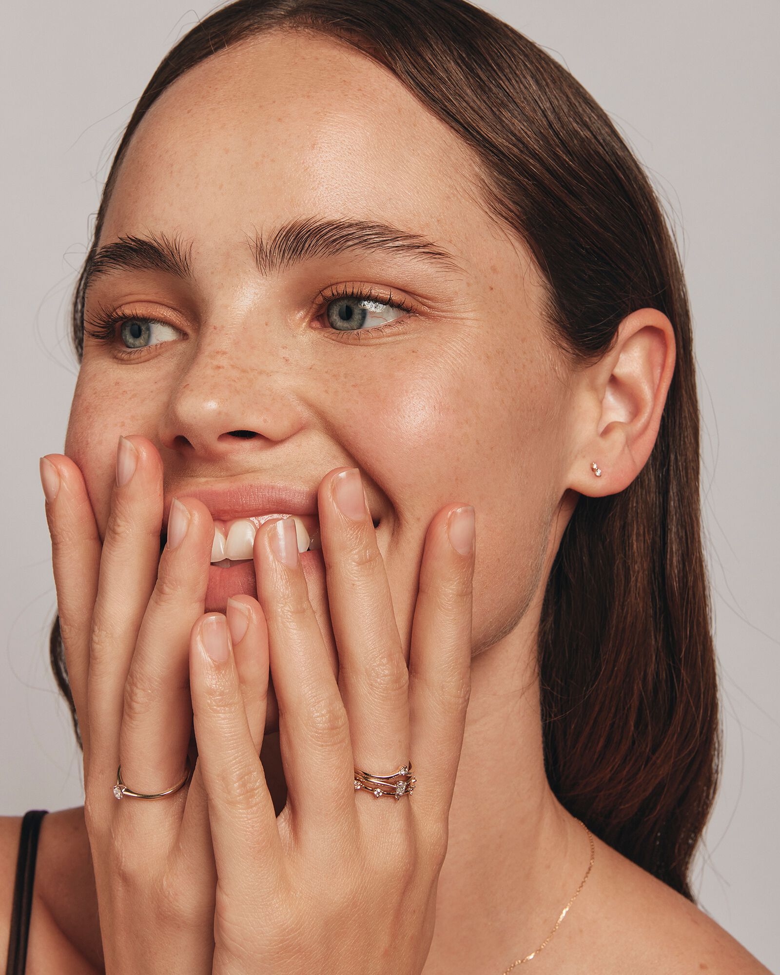 Two Stone Diamond Stud Earrings in Yellow Gold Revat Jewels