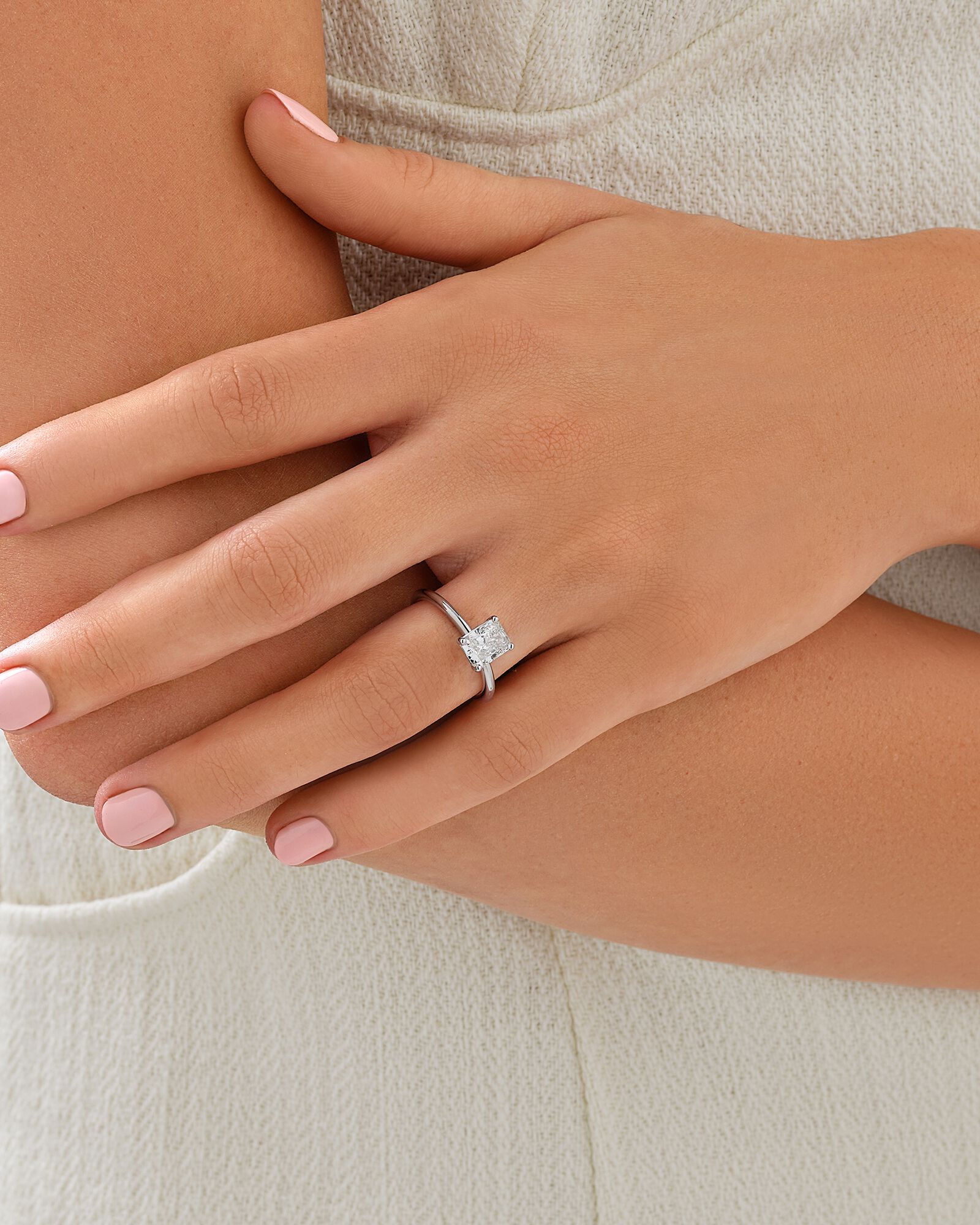 Solitaire Engagement Ring with 1.25 Carat TW of Laboratory-Grown Diamond Radiant Revat Jewels