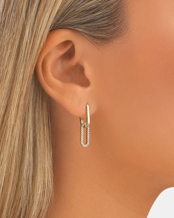 Paperclip Drop Earrings with 0.34 Carat TW of Laboratory-Grown Diamonds in Yellow Gold