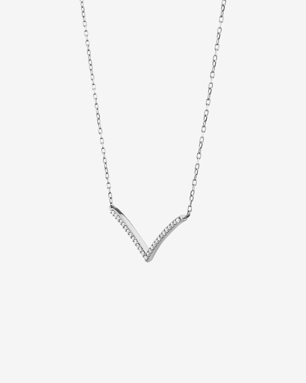 Chevron Necklace with 0.12 Carat TW Laboratory-Grown Diamonds in 14kt White Gold Revat Jewels