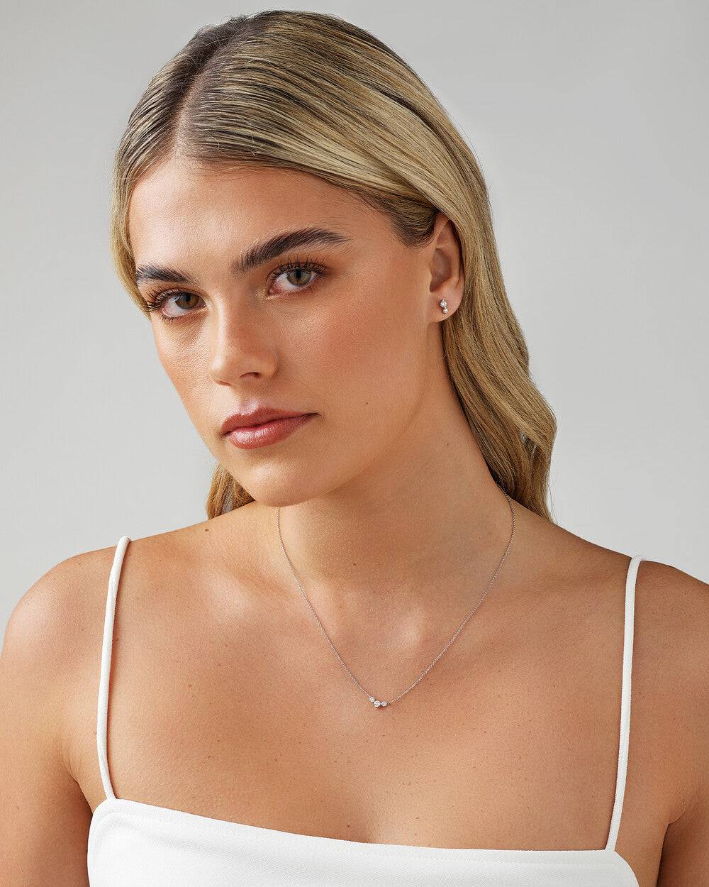 Necklace with 0.25 Carat TW Diamonds in 14kt White Gold Revat Jewels