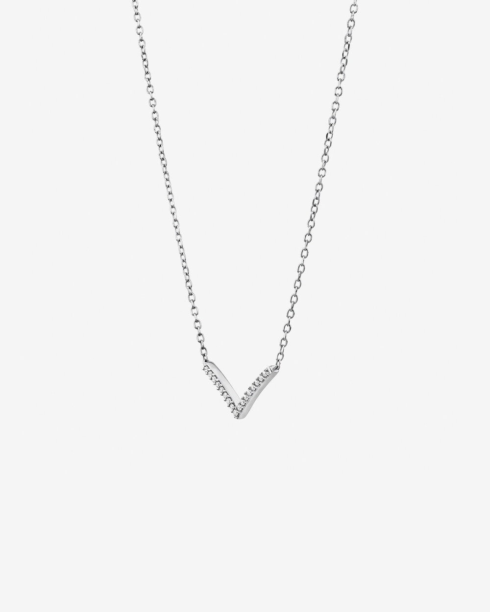 Chevron Necklace with 0.05 Carat TW Diamonds in 14kt White Gold Revat Jewels