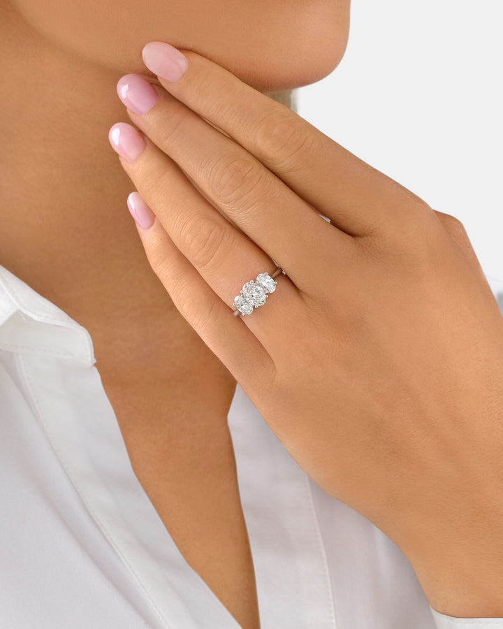 2 Carat Three Stone Oval Laboratory-Grown Diamond Ring