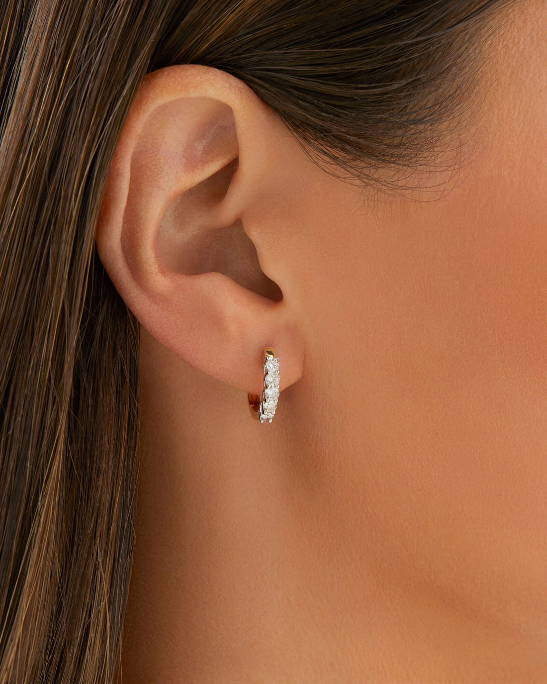 Hoop Earrings with 0.5 Carat TW of Laboratory-Grown Diamonds in Yellow & White Gold