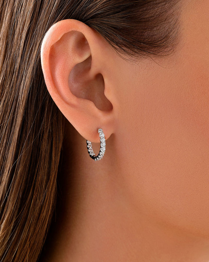 1.00 Carat TW Laboratory-Grown Diamond Hoop Earrings Set in White Gold