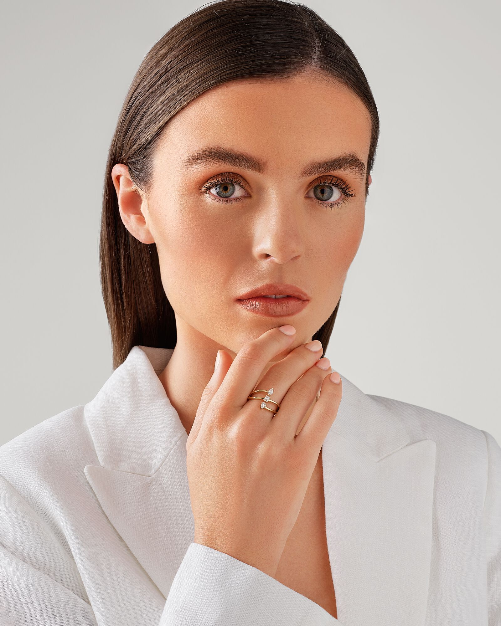 0.36 Carat TW Fancy Cut 3 Stone Stacked Ring Revat Jewels