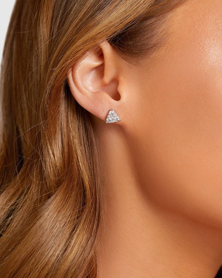 Triangle Cluster Earrings with 1.0 Carat TW of Laboratory-Grown Diamonds in White Gold