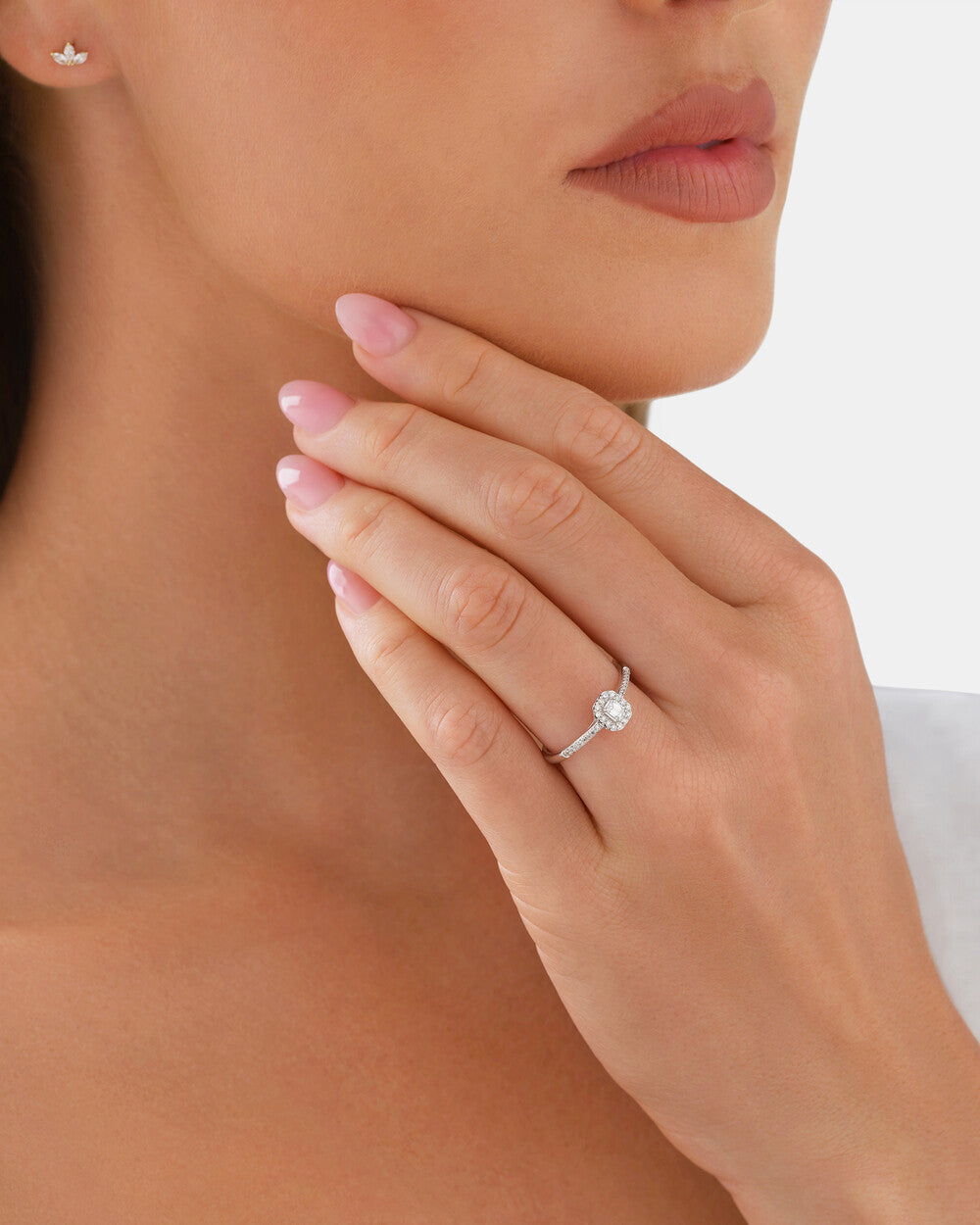 Halo Engagement Ring with .20TW of Diamonds in 10k White Gold Revat Jewels