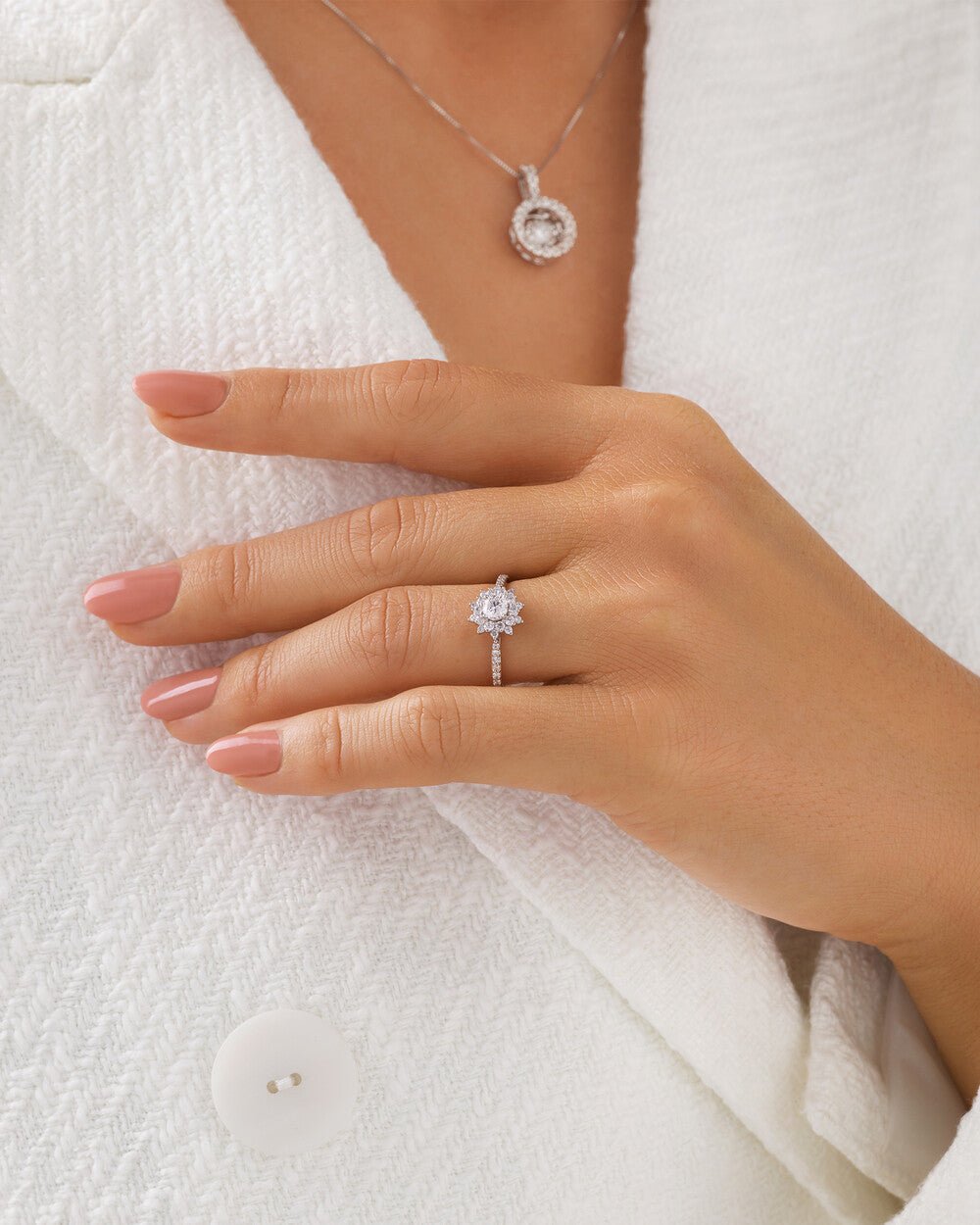 Engagement Ring with 0.60 Carat TW of Diamonds in 14kt White Gold Revat Jewels