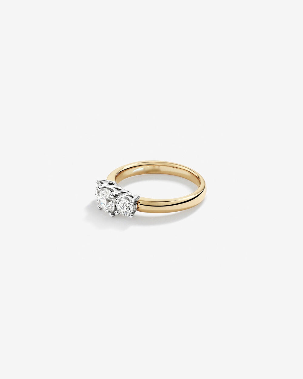 1.00 Carat TW Three Stone Round Brilliant Diamond Engagement Ring in 14kt Yellow and White Gold