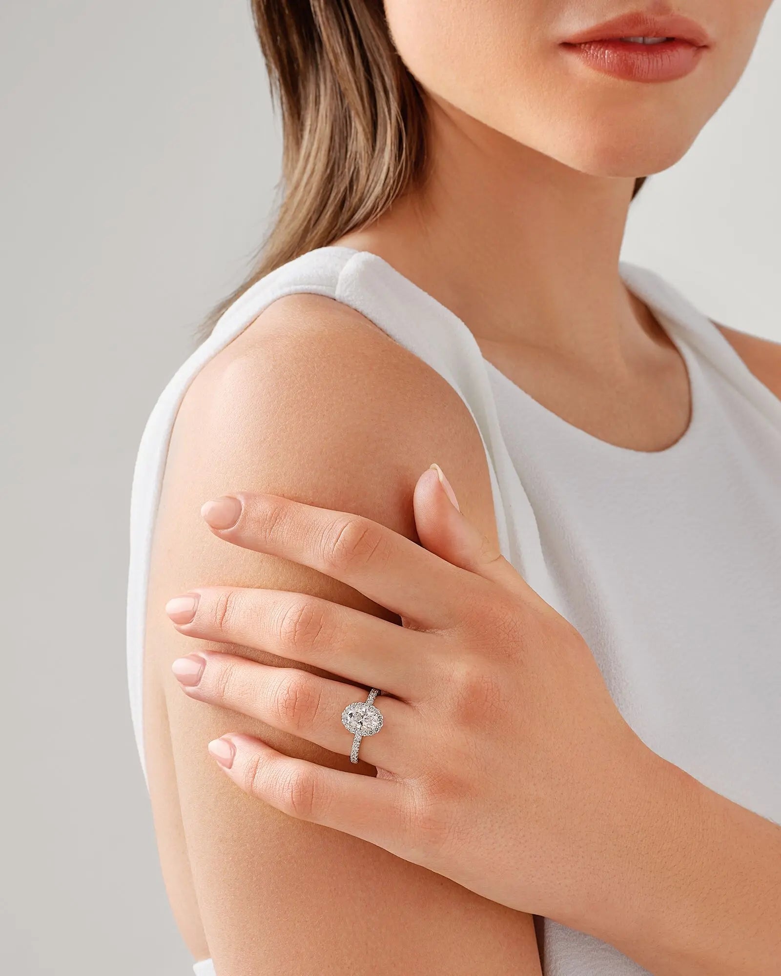 1.78 Carat TW Laboratory-Grown Diamond Oval Halo Ring Revat Jewels