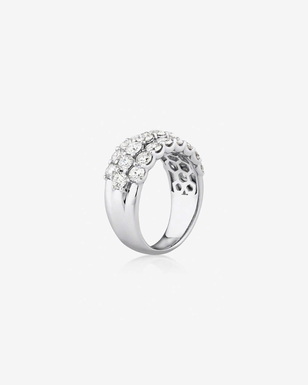Ring with 3 carat TW of diamonds in 14k white gold, showcasing elegance and modern design.