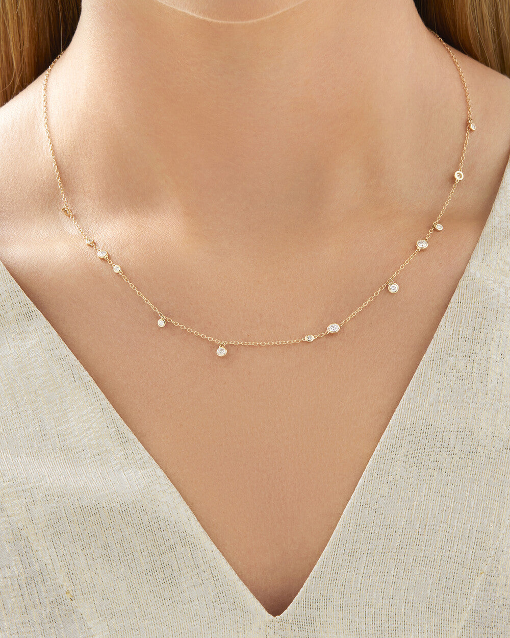 Necklace with 0.47 Carat TW of Laboratory-Grown Diamonds in 14kt Yellow Gold Revat Jewels