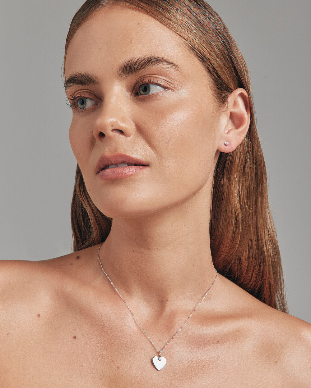 Diamond Charm Heart Pendant Necklace in 14kt White Gold Revat Jewels