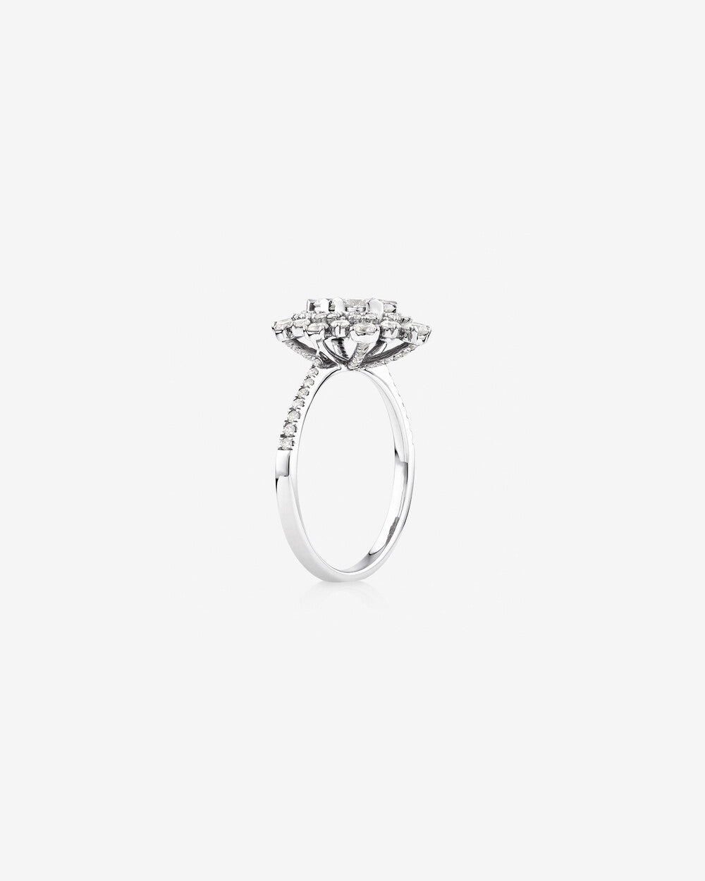 Halo Engagement Ring with 1.18TW of Diamonds in 14kt White Gold