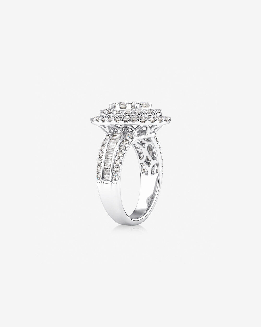 Oval Cluster Ring with 2.50 Carat TW of Diamonds in 14kt White Gold Revat Jewels